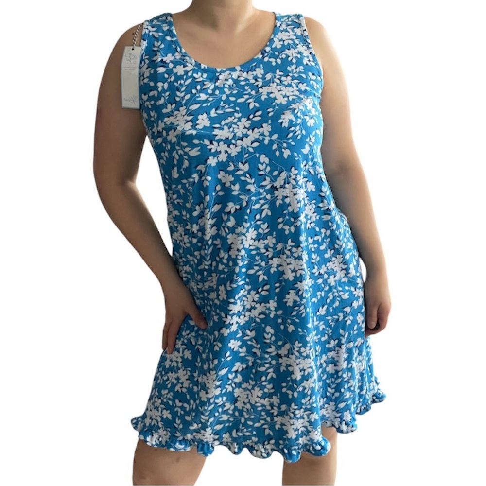 NWT Vintage Draper James Sleeveless Tank Dress Frill Hemline Floral Print S/M